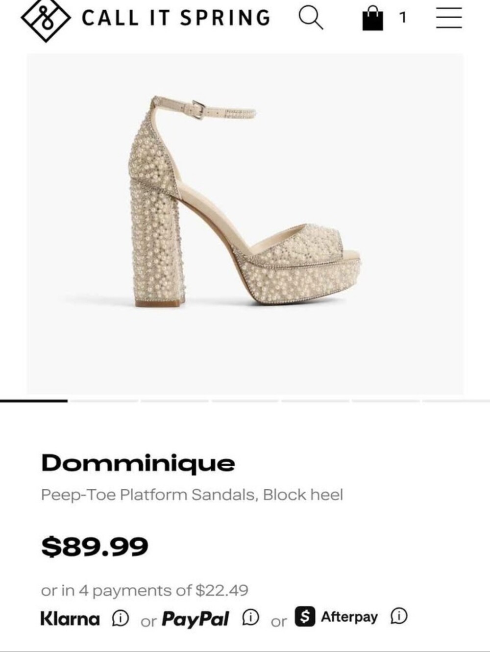 Call It Spring Dominique Ivory Embellished Peep-Toe Platform Sandals